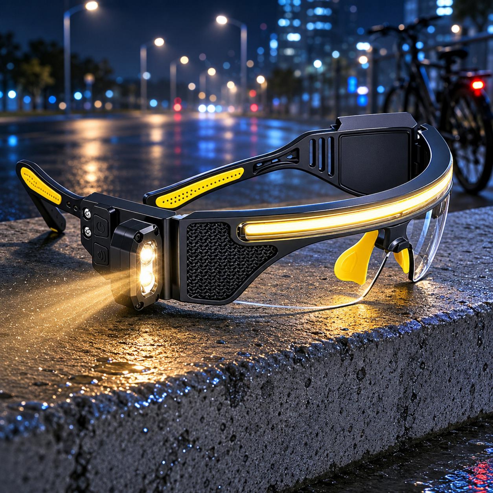 Curved-Fit LED Glasses Black F - Cycling To Work ulasan dan harga